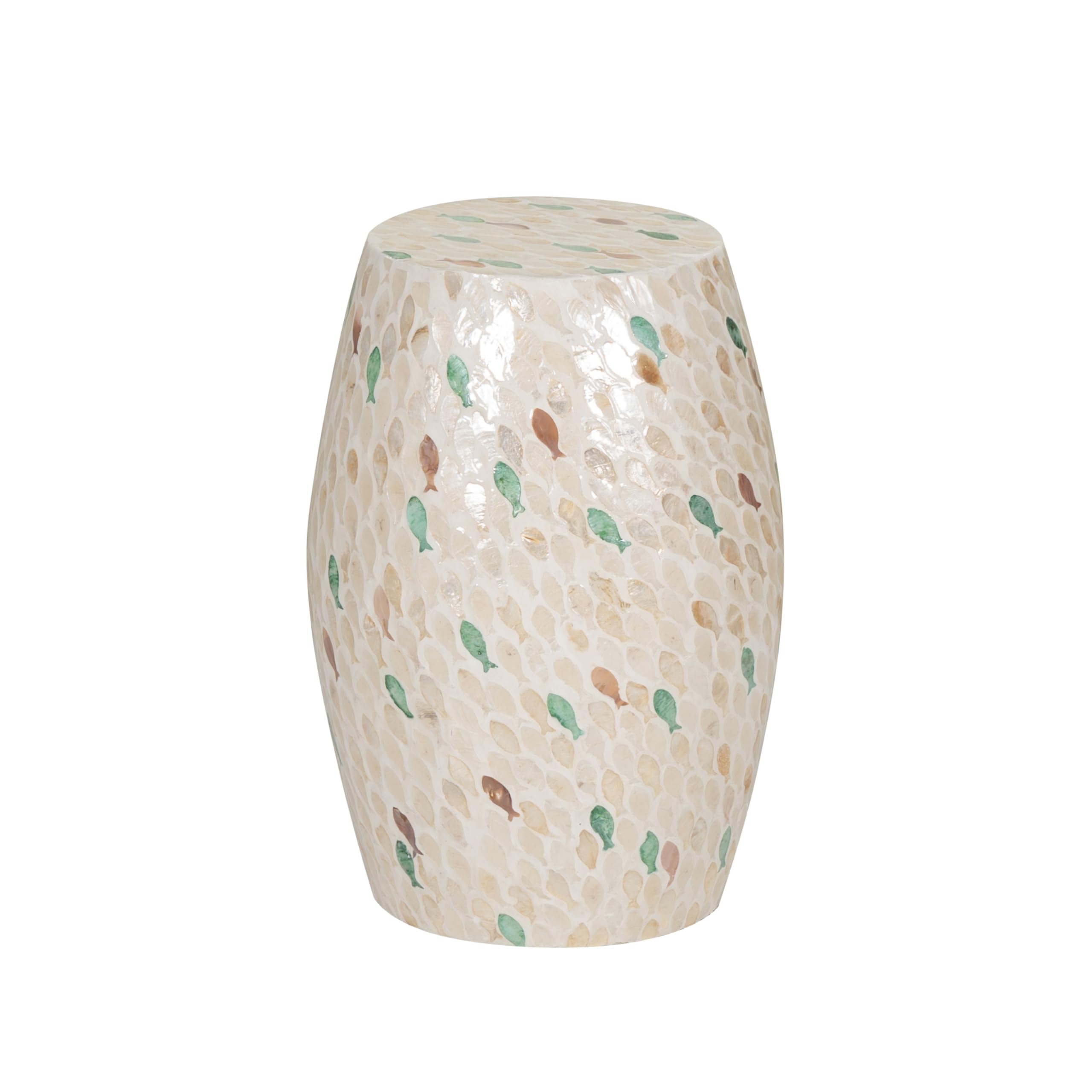 Cream Arlon Fish Capiz Drum Table, Ivory