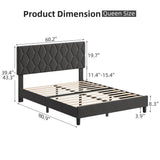 Queen Bed Frame with Adjustable Headboard Upholstered Bed Frame Platform