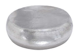 Aluminum Metal Living Room Coffee Table Drum Shaped Table with Hammered Design