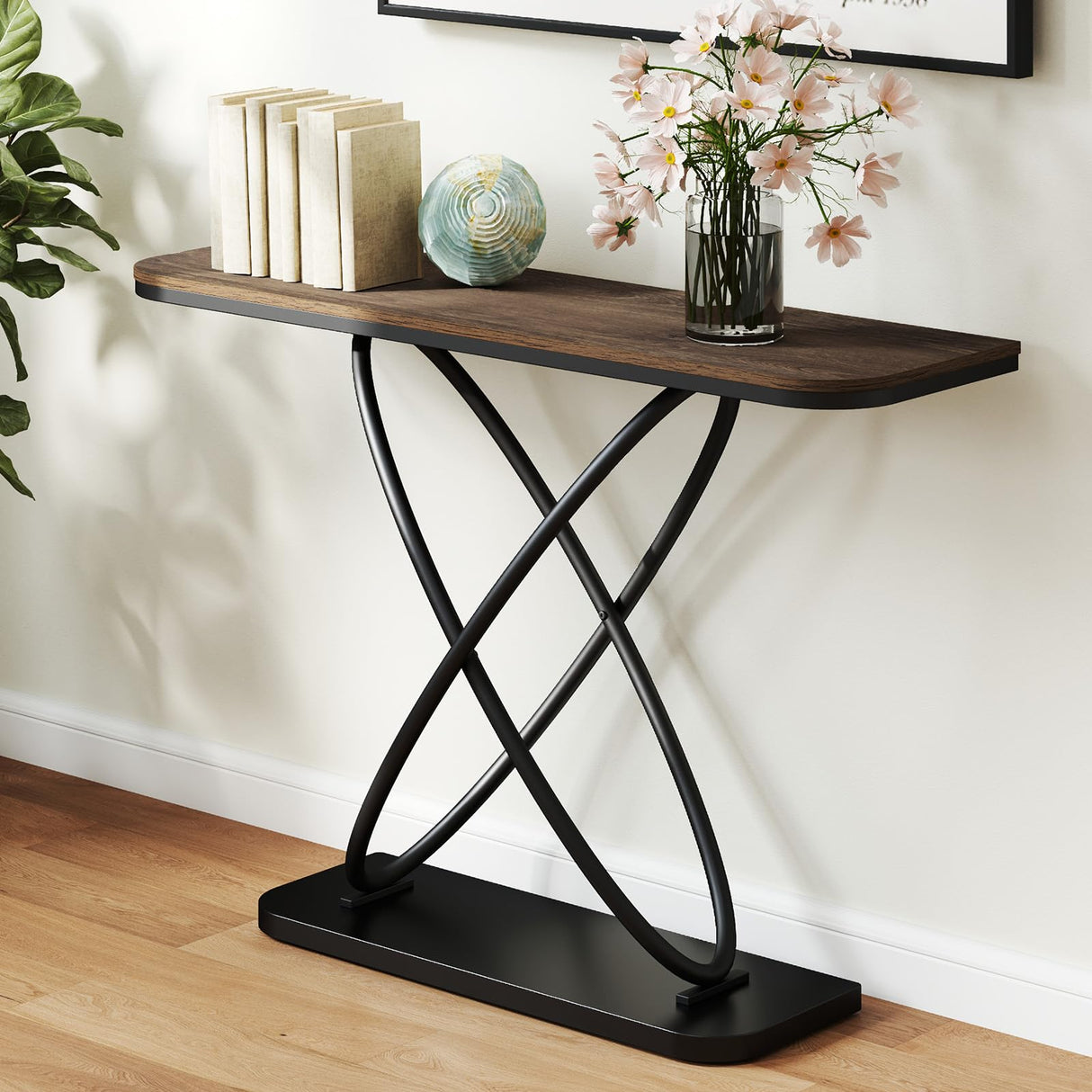 47.44'' Entryway Console Table, Industrial Wood Entryway Table