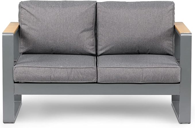 Outdoor Loveseat Sofa - Aluminum All-Weather Resistant Deep Seat Conversation Set