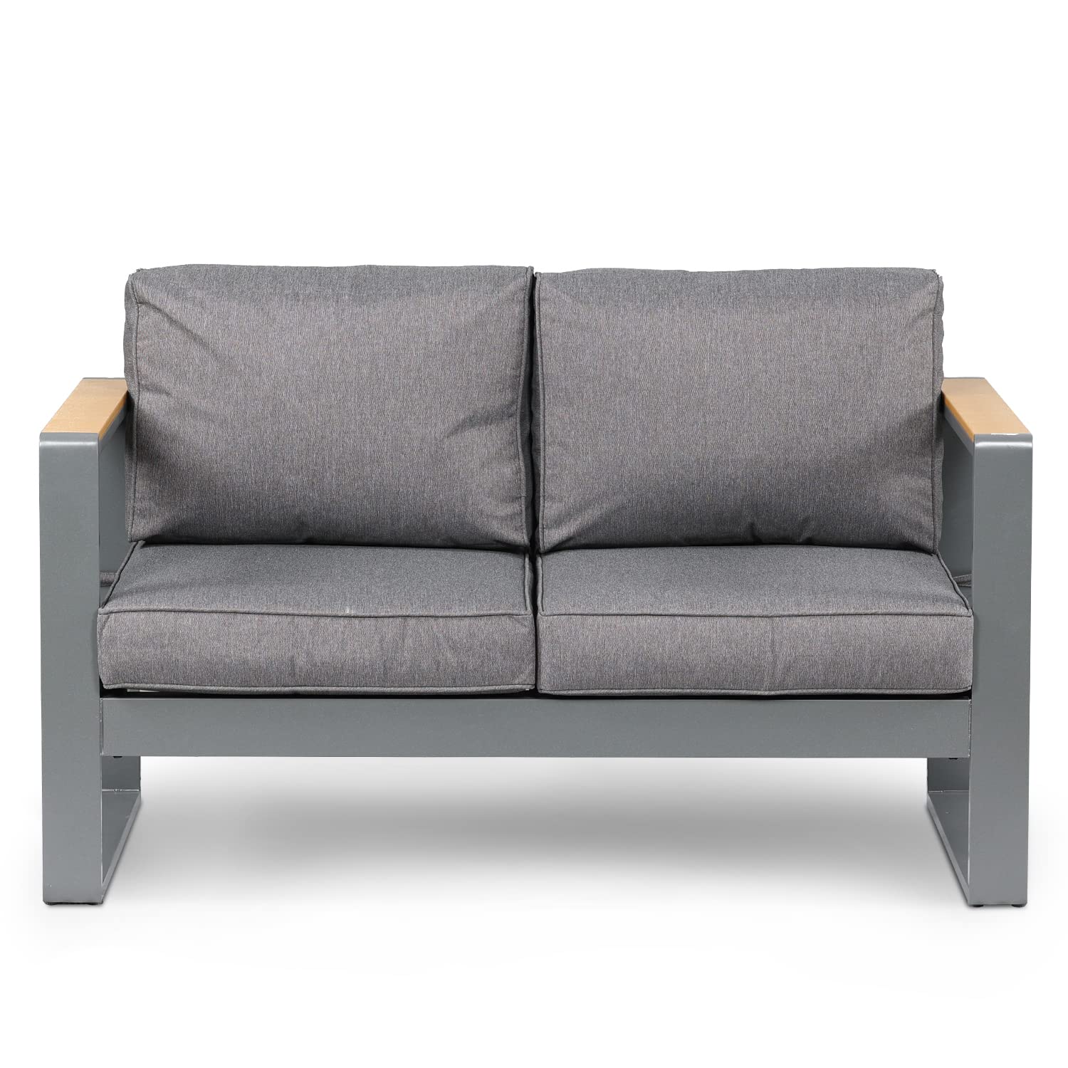 Outdoor Loveseat Sofa - Aluminum All-Weather Resistant Deep Seat Conversation Set