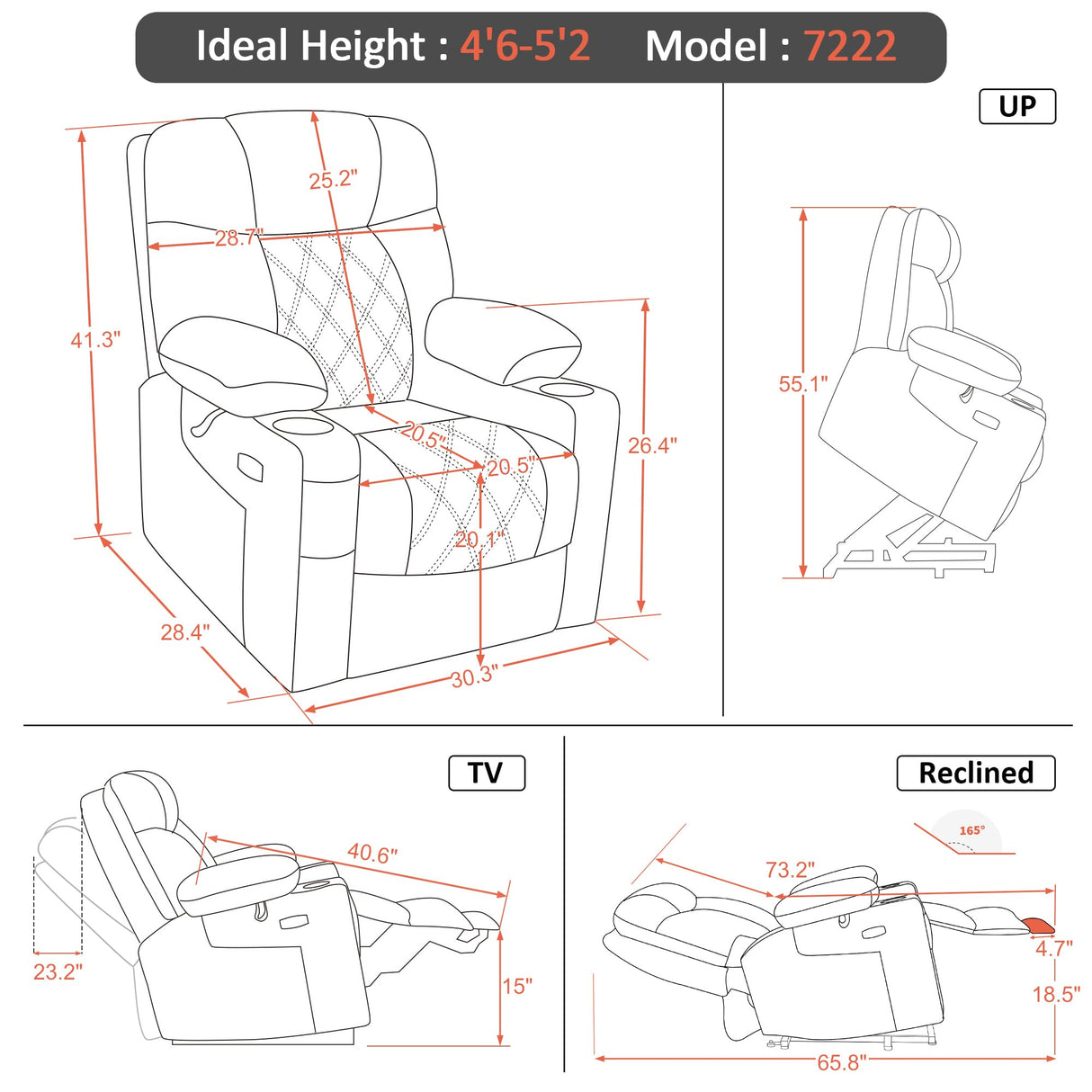 Lay Flat Dual Motor Power Lift Recliner Chair Sofa with Massage