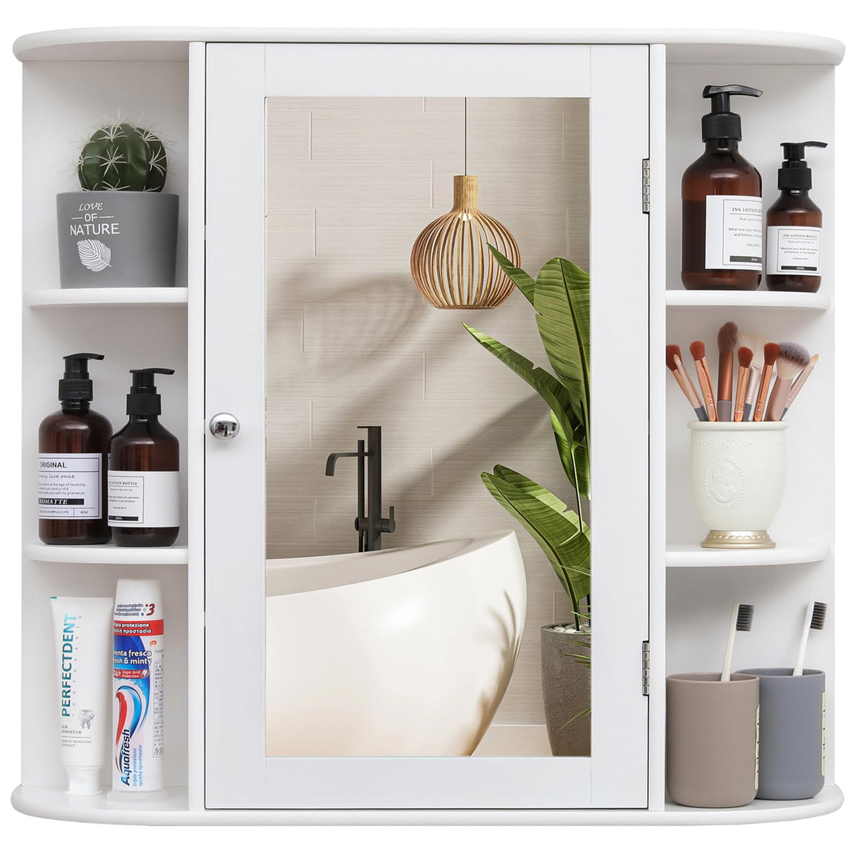 Bathroom Medicine Cabinet with Mirror, Bathroom Wall Cabinet with 2 Adjustable Shelves
