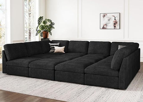 Oversized U Shaped Modular Sectional Sofa 6 Seat Corduroy Cloud Modular Couch