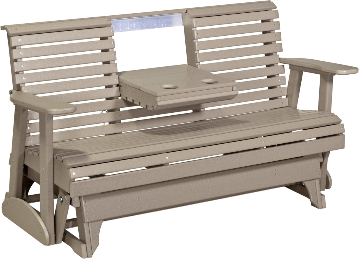 5' Plain Double Glider Bench, 2 Person Glider Chair, 2 Seat Outdoor Glider, Outdoor