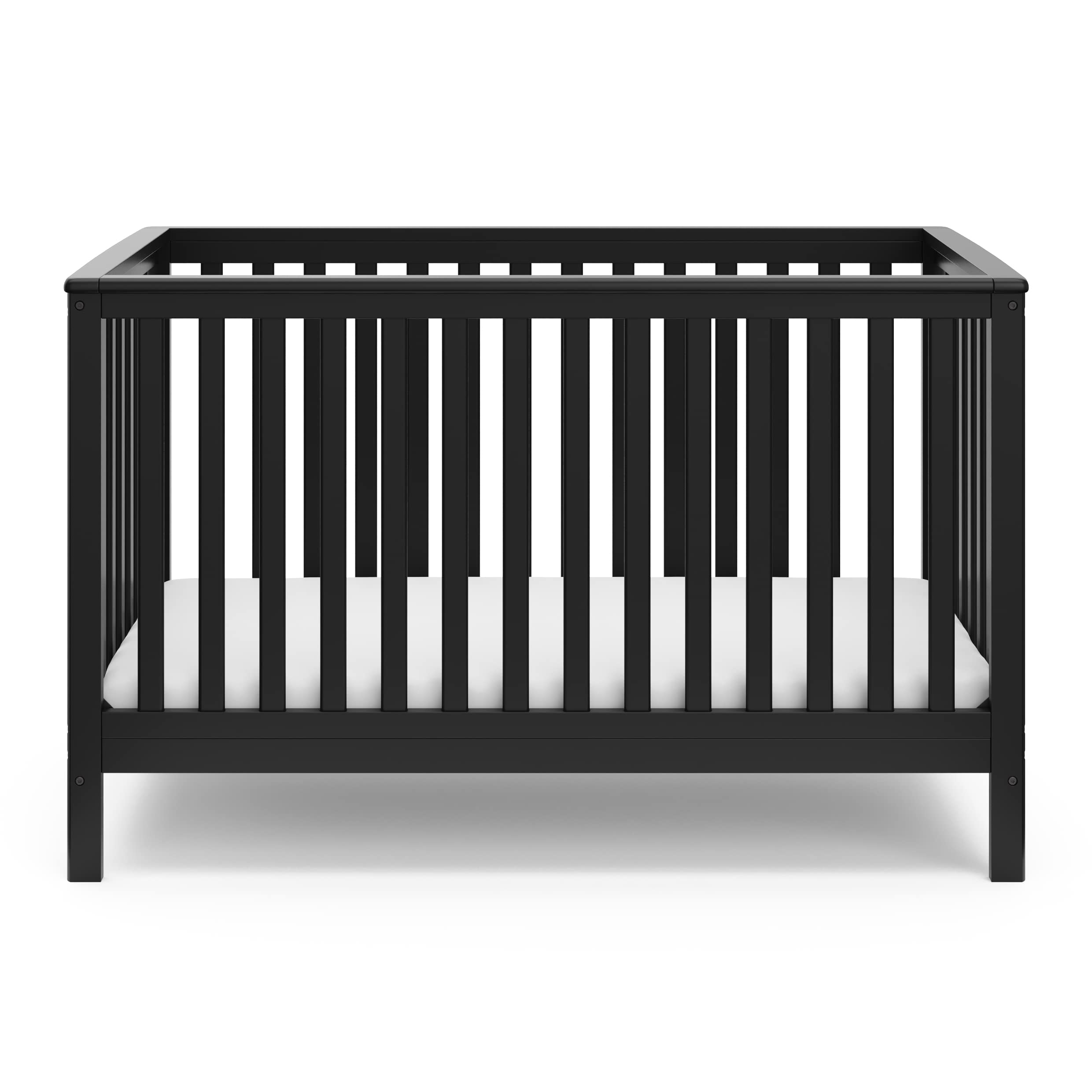 Hillcrest 4-in-1 Convertible Crib (Black) - Converts to Daybed, Toddler Bed