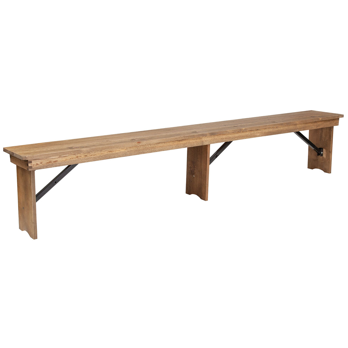 Hercules Series 8' x 12' Commercial Grade Rustic Solid Pine Folding Bench, Antique