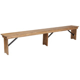 Hercules Series 8' x 12' Commercial Grade Rustic Solid Pine Folding Bench, Antique