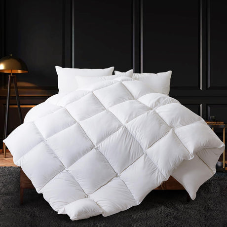 White King Size Feather Down Comforter,Filled with Feather and Down, All Season