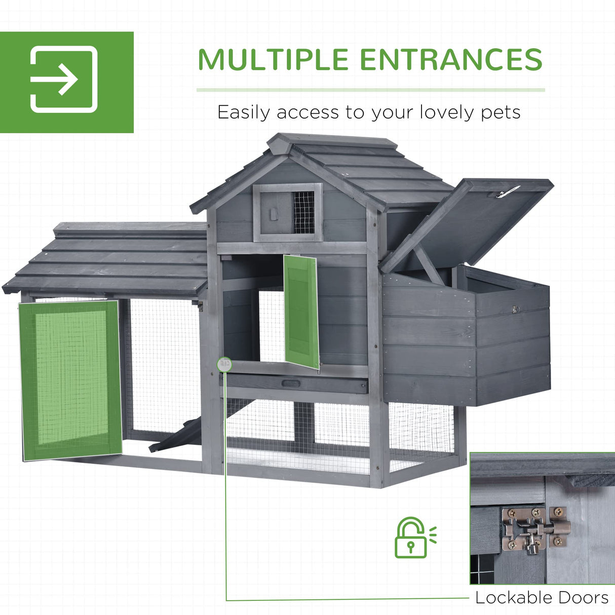 Chicken Coop Folding Chicken House, Hen Coop Poultry Cage for 4-6 Chickens