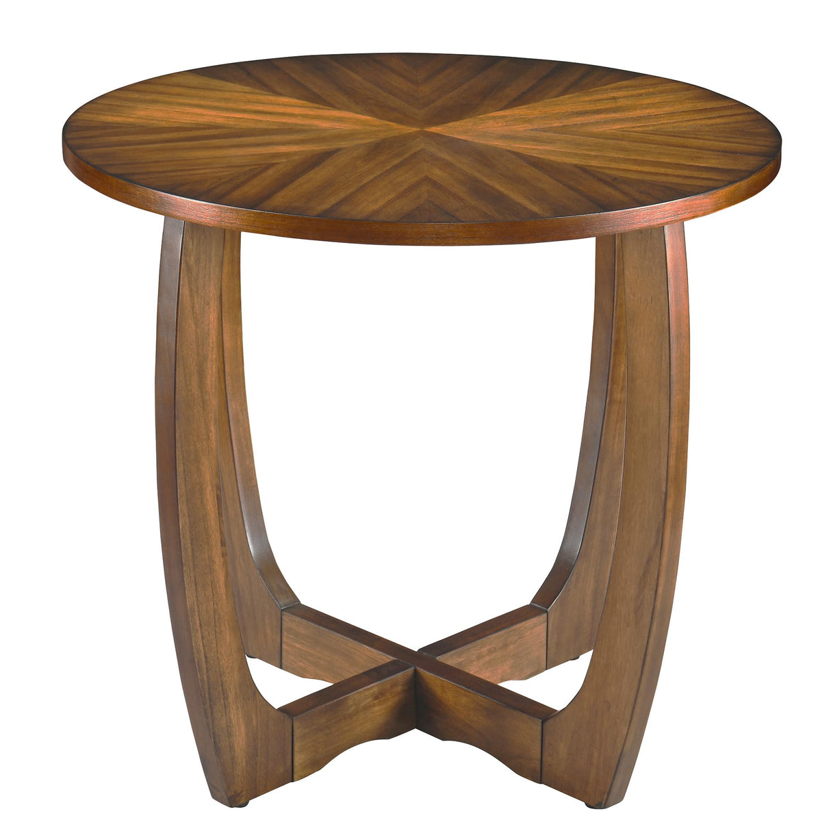 Solid Wood Round End Table with Splicing Top, Farmhouse Sofa Side Table