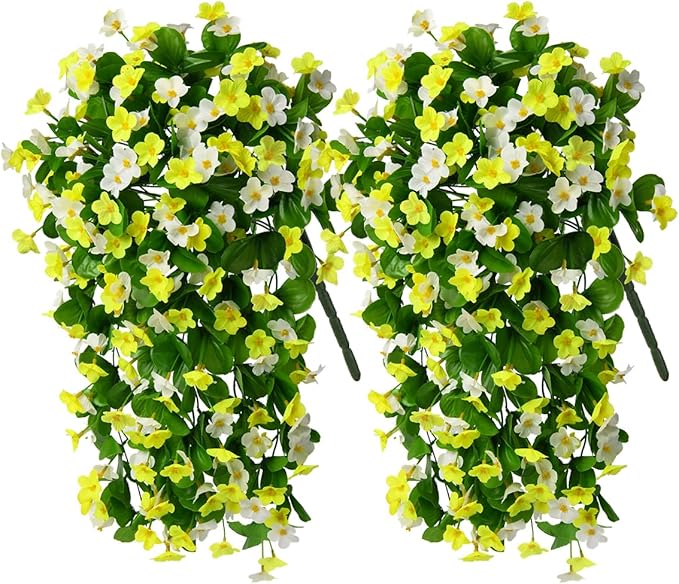2 Pack Artificial Hanging Flowers, Fake Flowers Hanging Plant Violet Flower