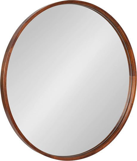 Valenti Farmhouse Round Wall Mirror, 28 inch Diameter, White, Decorative Circle Mirror