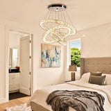 Modern Chandeliers Crystal Ceiling Light 3 Rings Dimmable LED Pendant Light Fixture