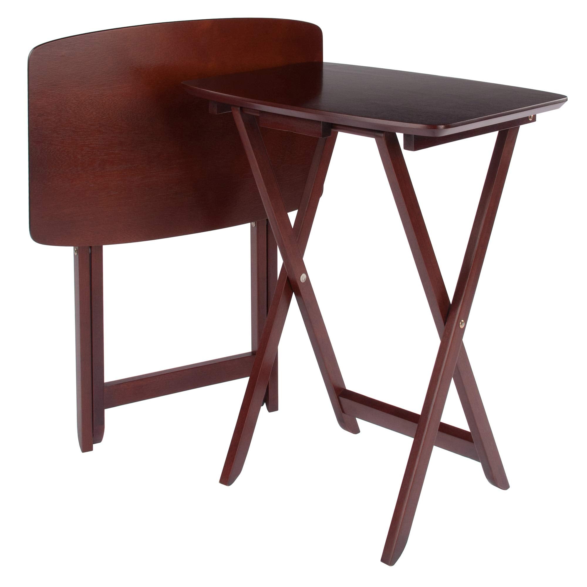 Wood Darlene 2-Piece Snack Table Set - Compact, Elegant, No Assembly Required
