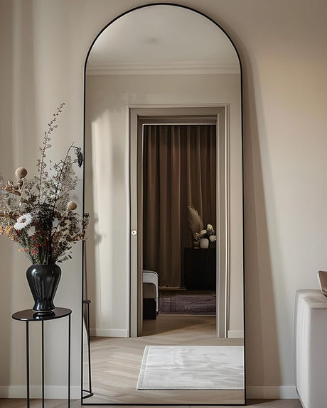 Full Length Mirror, 76"x34" Arched Floor Mirror Freestanding, Oversized Floor Standing