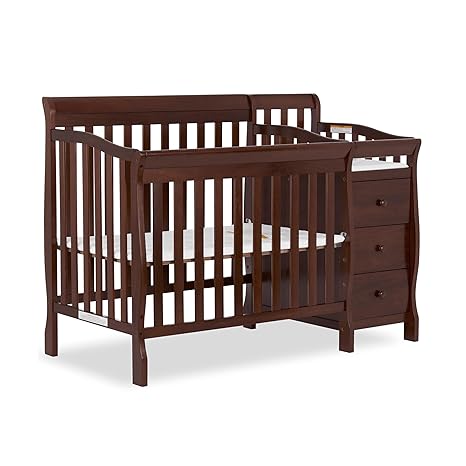 Jayden 4-in-1 Mini Convertible Crib And Changer in Black, Greenguard Gold Certified, Non-Toxic Finish, New Zealand Pinewood, 1" Mattress Pad