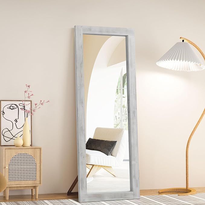 Rustic Farmhouse Full Length Mirror,  Wood Frame Floor Mirror