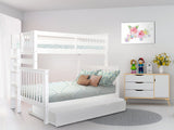 BK961EL-Trundle Bunk Bed, Twin over Full, White