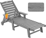 Chaise Lounge Chair Outdoor with Wheels, Oversize Patio Lounge Chair