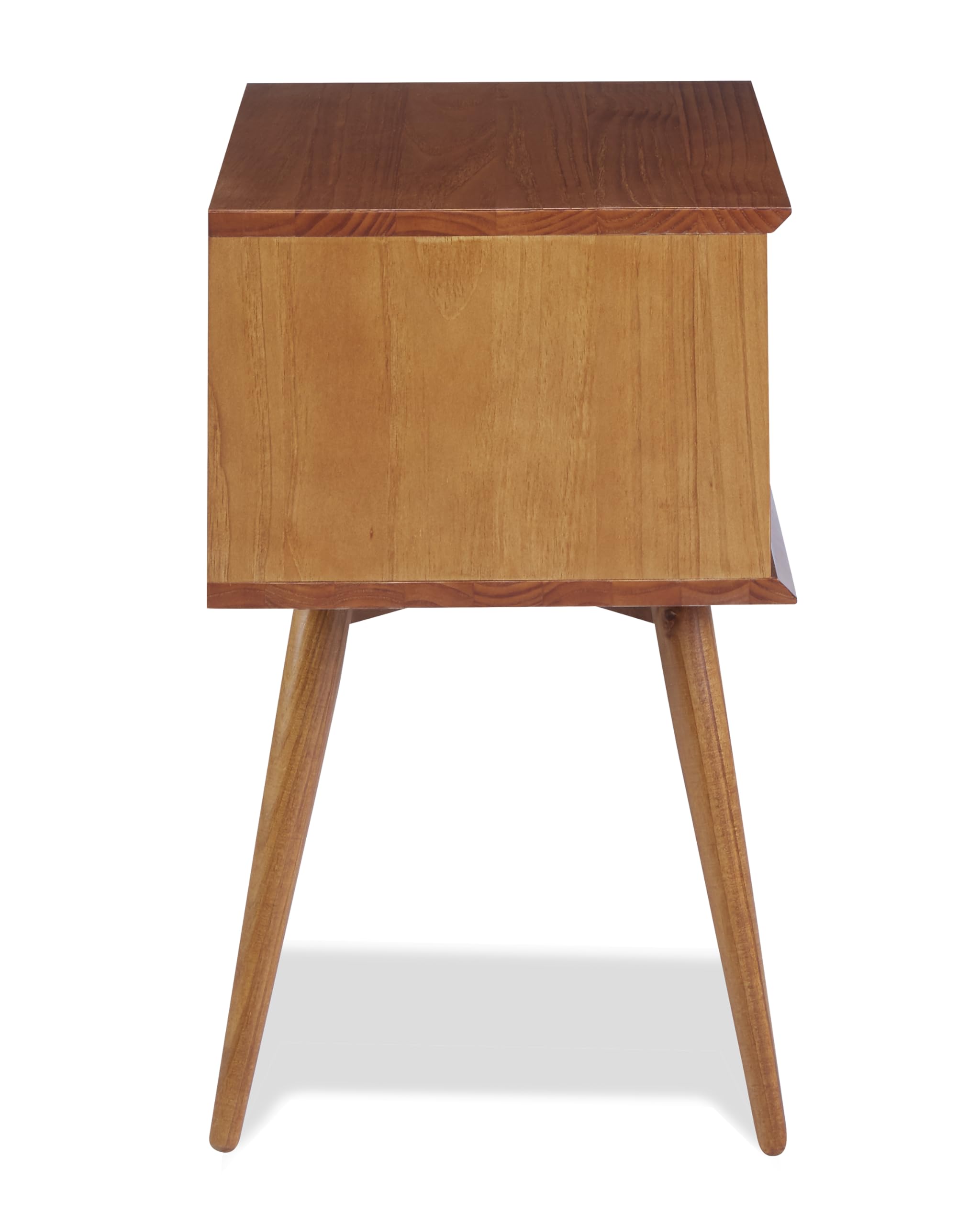Mid Century Modern One Drawer Nightstand/Constructed of Solid Wood/Castanho Finish