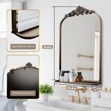 Gold Arch Baroque Mirror with Shelf 20x32