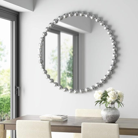 PARK SIGNATURE Wall Décor Marlowe Metal Spherical Frame Round Mirror for Living Room