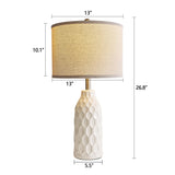 26.5" Ceramic Table Lamp Set of 2, Farmhouse Table Lamp for Living Room White Desk