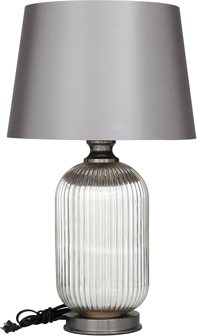 Glass Table Lamp, 15" x 15" x 21", Silver