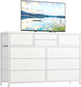 Dresser for Bedroom TV Stand for 55” TV, Entertainment Center with 10 Drawers