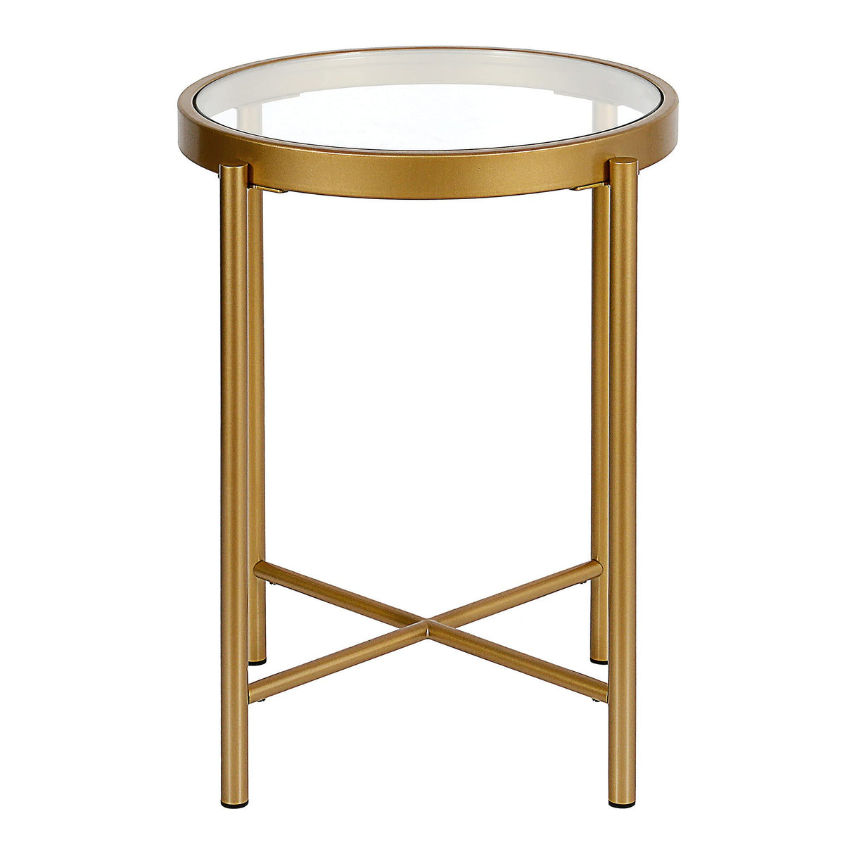 Duxbury 18'' Wide Round Side Table in Brass