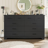 Black Dresser for Bedroom with 10 Drawers, Large Chest of Drawers Storage Organizer