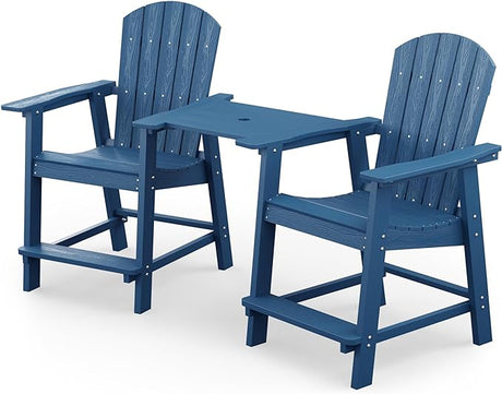 Balcony Chair, Tall Adirondack Chair Set of 2 with Connecting Tray,