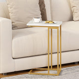 C Shaped Side Table, Narrow Sofa End Table, Small Coffee Snack Table