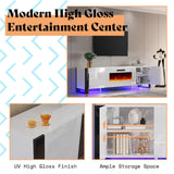 3-Piece Modern Wall Unit Entertainment Center Set, High Gloss 80" Fireplace