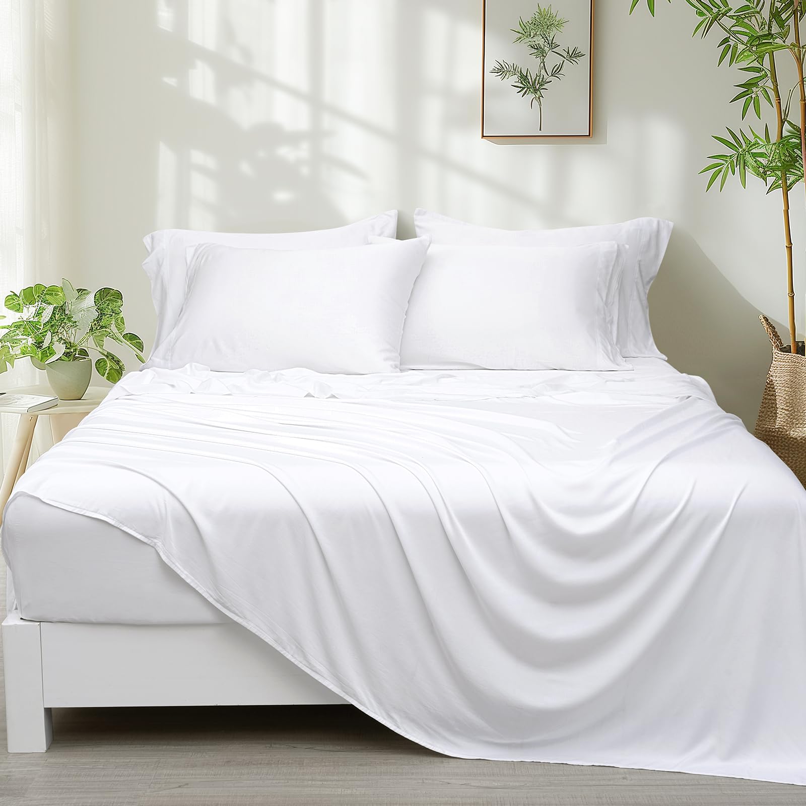 Cooling Sheets Set King Size 6 Piece - 100% Rayon Derived from Bamboo_Sheets - Wider