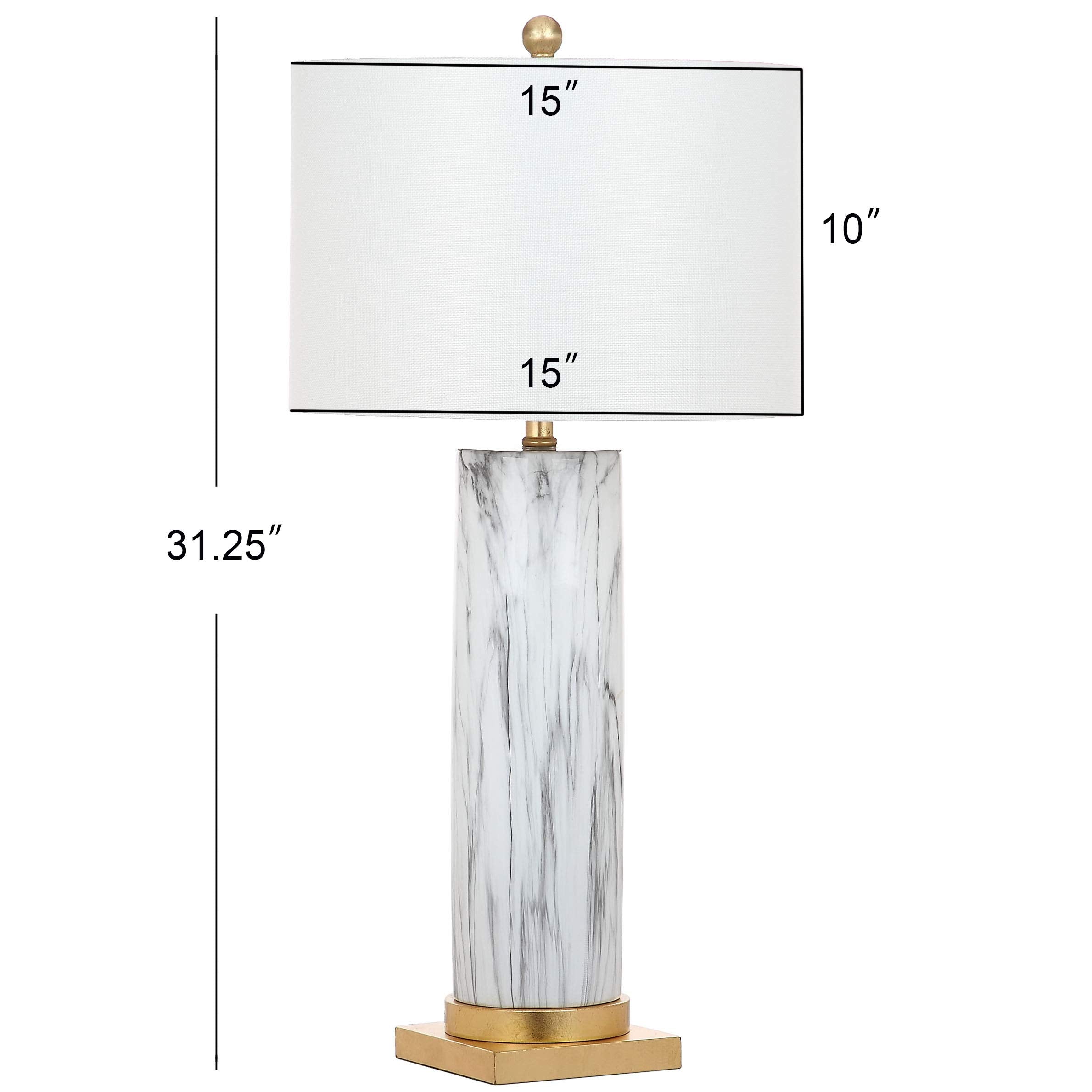 Modern Faux Marble Table Lamp Set - 31 Inch Black & White Ceramic Lamps with Chrome Base (Set of 2)