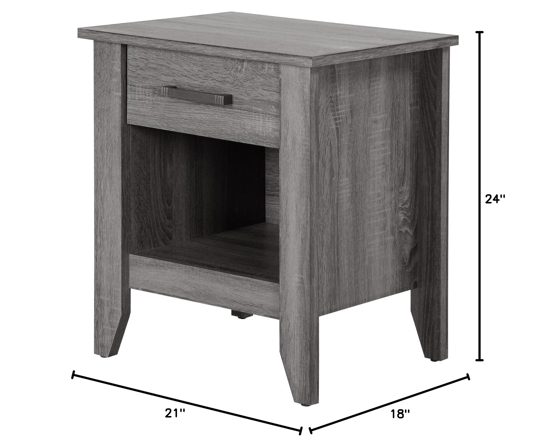 Lennox G053-N, Gray End Table, Nightstand, 24" H x 18" W x 21" D