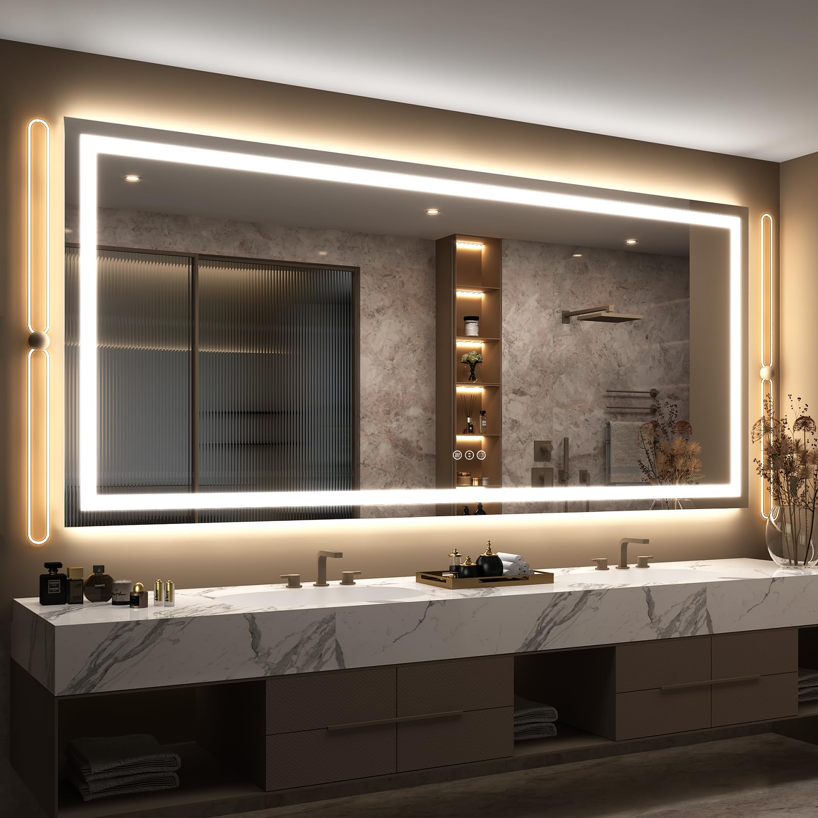 LED Bathroom Mirror for Wall , Extra Large Lighted Vanity Mirror
