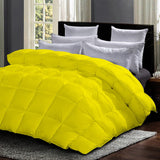 Down Comforter Yellow Oversized Queen Size,100% Soft Cotton 500 GSM Fill Power
