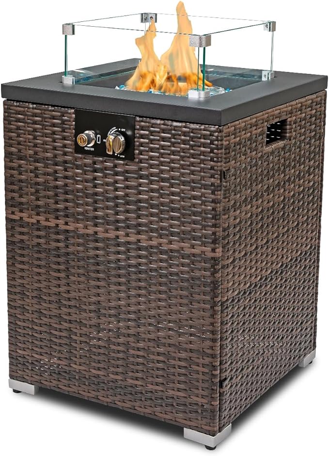 24in Outdoor Propane Gas Fire Pit Table, 40,000 BTU Auto-Ignition Gas Firepit