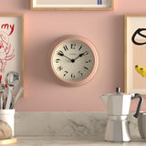 'Frieze' Wall Clock – Small Round Contemporary Classic Round Clock in Pink, with Pretty Numbers,