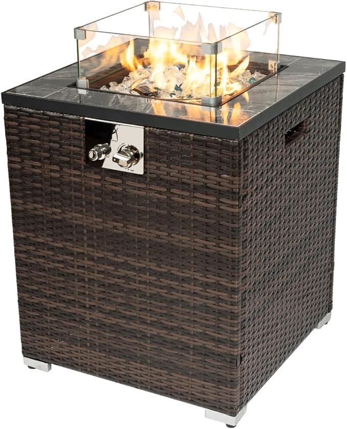 24in Outdoor Propane Gas Fire Pit Table, 40,000 BTU Auto-Ignition Gas Firepit