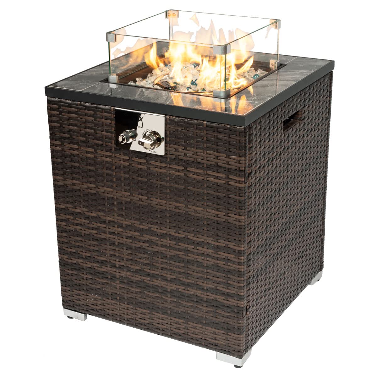 24in Outdoor Propane Gas Fire Pit Table, 40,000 BTU Auto-Ignition Gas Firepit