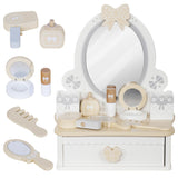 Little Girls Makeup Table with Mirror, Kids Vanity Table Set with Storage Drawer