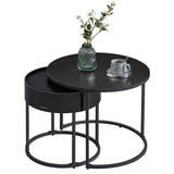 Round Coffee Tables, Set of 2 Nesting Tables, Modern Round Side Tables