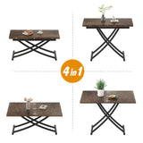 Multifunctional Folding Dining Table, Height Adjustable Lift Top Coffee Transformer