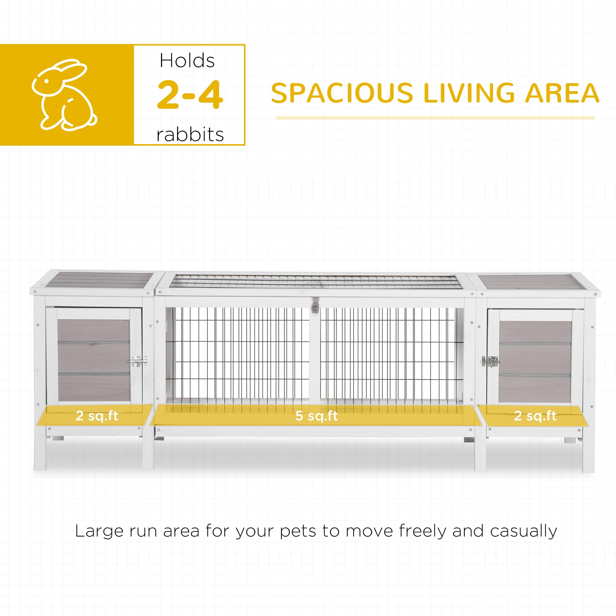 Rabbit Hutch, Bunny Cage, Guinea Pig House with Pull-Out Tray, and Divided Board
