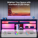 70 Inch TV Stand with LED Lights - Modern Entertainment Center with Storage